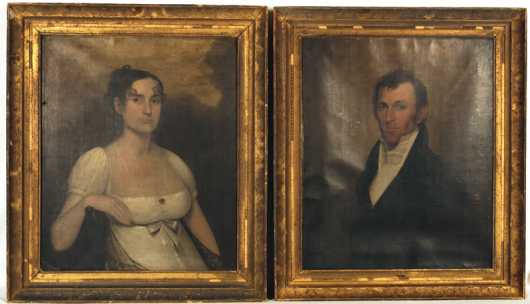 Pair of Portraits from Virginia of John Eustace Beale and Elizabeth Lee Beale, married 1771
