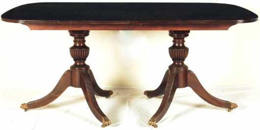 Mahogany Regency Style Double Pedestal Dining Table
