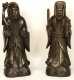 Two Carved Chinese Wooden Statues of Shouxing and Fuxing 