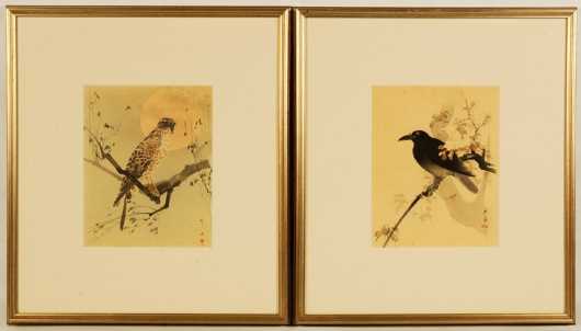 Two Japanese Watercolors of Birds
