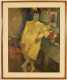 Edmond Heuze, oil on paper board portrait of a standing man