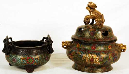 Two Chinese CloisonnŽ' Pots