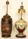 Two Lamps, Carved Gourd and Brass Dish