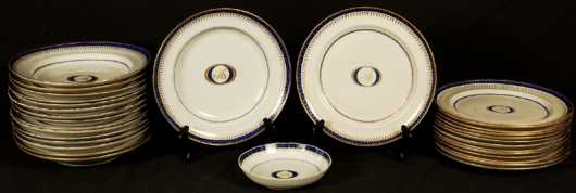 Pair of Chinese Export Covered Platters In a Partial Table Service