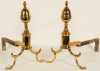 Pair of Double Acorn Brass Andirons