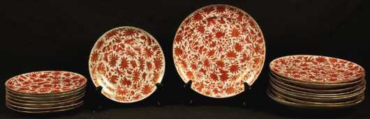 Orange Sacred Bird and Butterfly Plates, 2 sets 