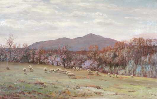 William Preston Phelps,  oil on canvas of a Mount Monadnock landscape