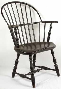 Signed, "W Seaver" Bow back Windsor Arm Chair