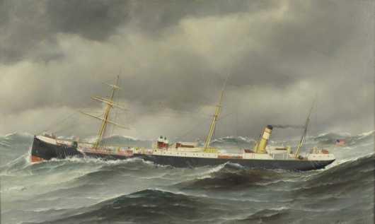 Antonio Nicolo Gasparo Jacobsen, painting of the steam ship  "Christine,"