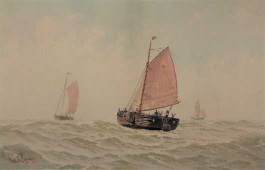 Frederick Schiller Cozzens, painting of a Hudson River fishing boat