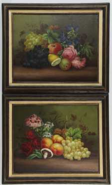 Edwin Steele, pair of oil on canvas still life paintings