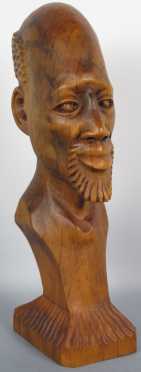 Carved Wooden African Bust