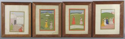 Four Punjabi Miniature Paintings, depicting the life and teachings of Guru Nanak