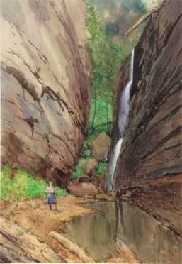 Louis Doyle Norton,  pastel on paper landscape of "Chimney Falls," 
