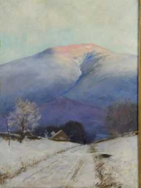 Daniel Francois Santry, oil on canvas of a winter White Mountain scene