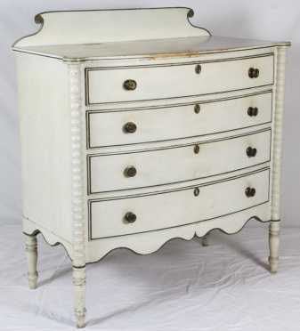 Sheraton Painted Four Drawer Bow front Chest