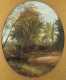 Benjamin Champney, Attributed, oval oil on board of a woodland scene with stream