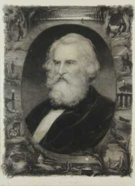 Portrait Engraving of Henry Wadsworth Longfellow by William Edgar Marshall