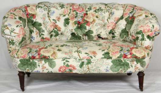 Sheraton Style Upholstered Love Seat