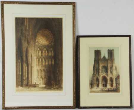 2 Colored Etchings After "James Alphege Brewer"