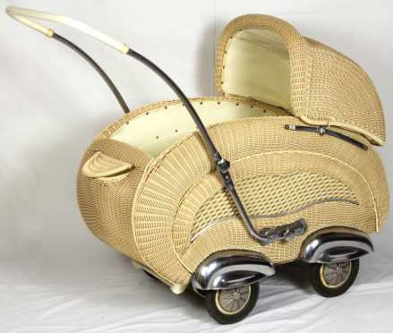 Decorative, 1950's Whicker Baby Stroller