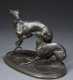 Pierre Jules Mene bronze of Two Whippets Playing.