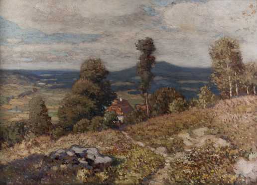 Ota Bubenicek landscape of a hilly scene.
