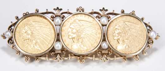 Three 2 1/2 Dollar Indian head Gold Coins