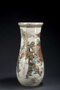 Satsuma Vase with polychrome Warrior Scene.