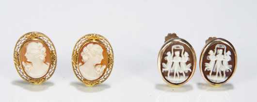 Two Pair of Cameo Earrings