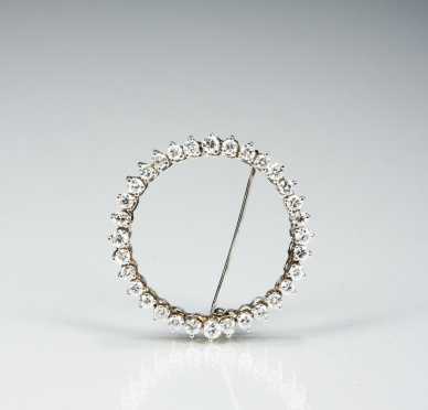 14K White Gold and Diamond Brooch.