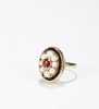 14k Yellow Gold, Garnet and Pearl Ring.