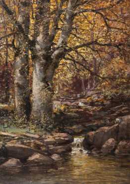 William Preston Phelps Painting of a Woodland Landscape.