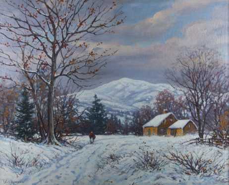 William Frederick Paskell, painting of a Winter Day in Tamworth, NH.