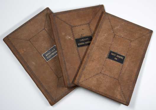 Lot of Three Leather Bound Civil War Ledgers of the 2nd Regiment Company "H" NH volunteers