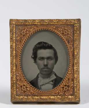 Civil War Tin Type of Lieutenant Eben P. Hall along with print-out from the Library of Congress recording his death
