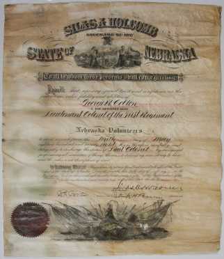 1898 Nebraska Certificate of Promotion