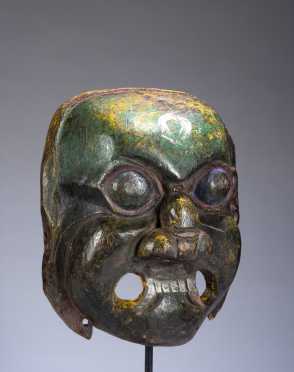 A Fine Wooden Deity Dance Mask from Nepal or Bhutan from the Late 19th or Early 20th Century