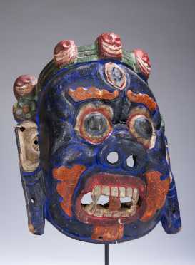A Fine Wooden Dance Mask of Mahakala from Nepal or Bhutan from the Early 20th Century