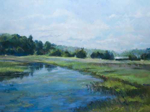 Christine Reid pastel landscape "Water's Path."
