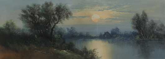 William Henry Chandler Pastel of a moonlit scene