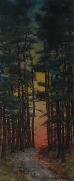 Louis Doyle Norton watercolor of a sunset scene.
