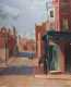 Two Edmund Quincy  oil on canvas paintings of City Street Scenes