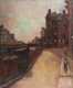 Two Edmund Quincy  oil on canvas paintings of City Street Scenes