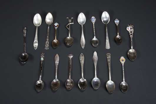 Lot of Seventeen Souvenir Demi-tasse Spoons