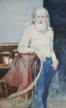 Burton Philip Silverman watercolor portrait of an old man.