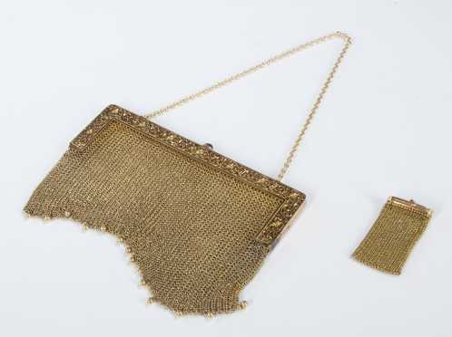 Yellow Gold Mesh Purse and Change 