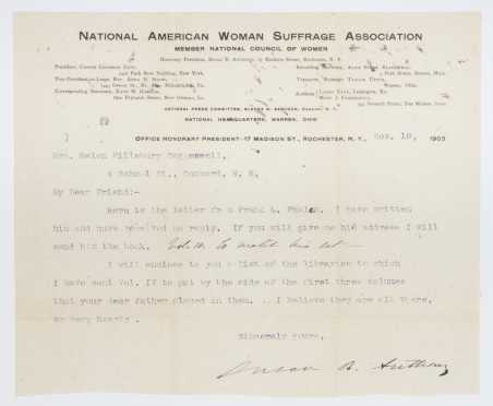 Susan B. Anthony Typed Note
