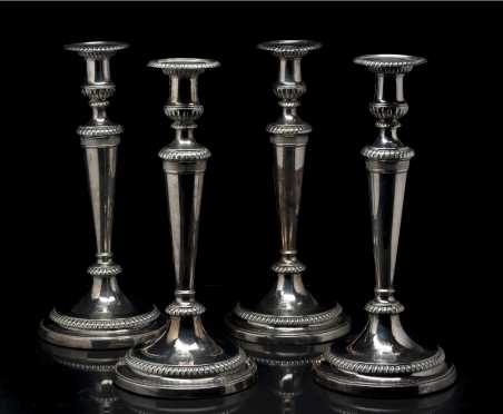 Set of Four Sheffield Silver Candlesticks.