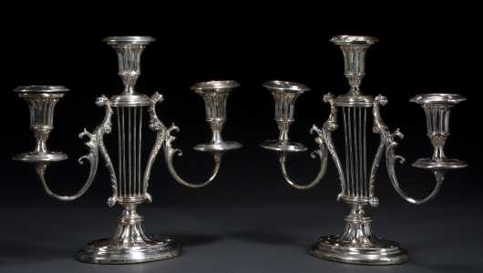 Pair of Sheffield Style Candelabras.